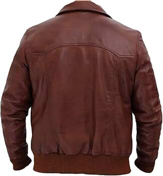Amazon.com: S.K Store Brown Boss Bomber Leather Jacket for Men (X